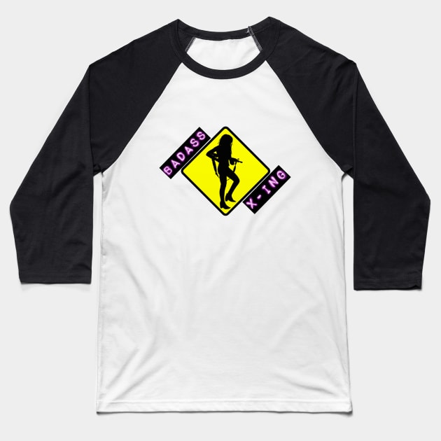 Badass Crossing Baseball T-Shirt by GavinTheGhost